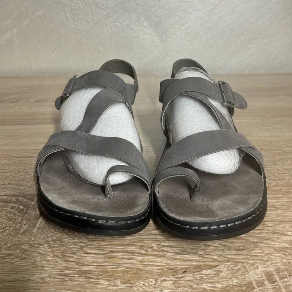 Chaco Wayfarer Loop Grey Leather Flat Samdals Women Size 11 - Picture 3 of 12